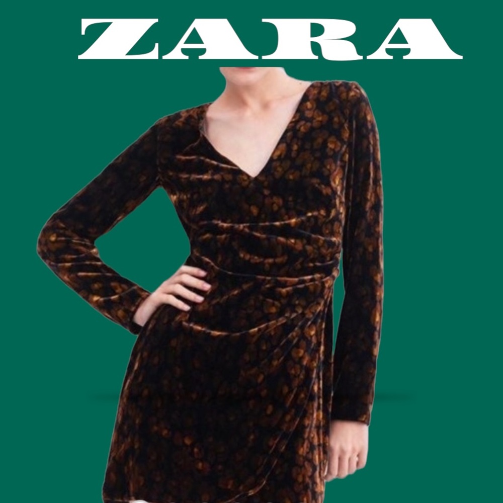 New ZARA velvet leopard print dress